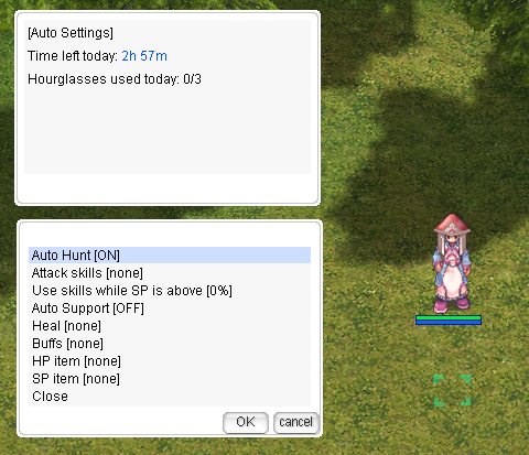 The @autoset menu in game